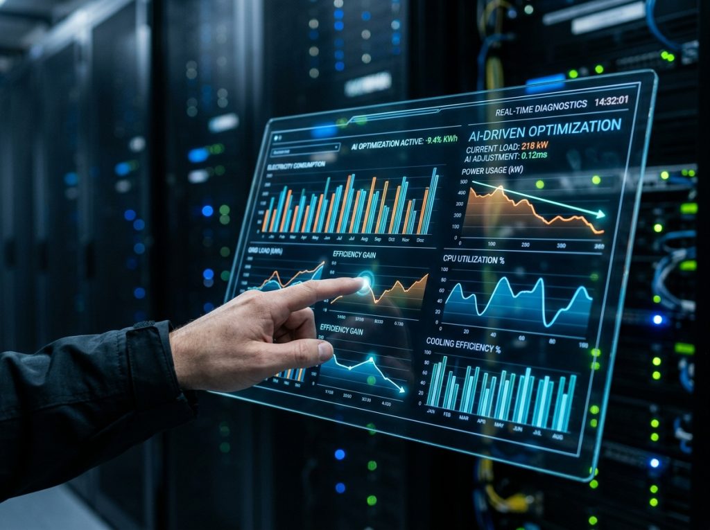 IA como Solução: Como os Algoritmos Inteligentes Gerenciam o Fluxo Elétrico - IA nos Data Centers: O Segredo para Dominar o Consumo Elétrico da Inteligência Artificial